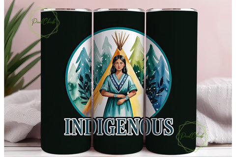 Indigenous Woman Tumbler Wrap Sublimation PixelChick 