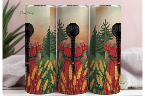 Indigenous Woman Tumbler Wrap Sublimation PixelChick 