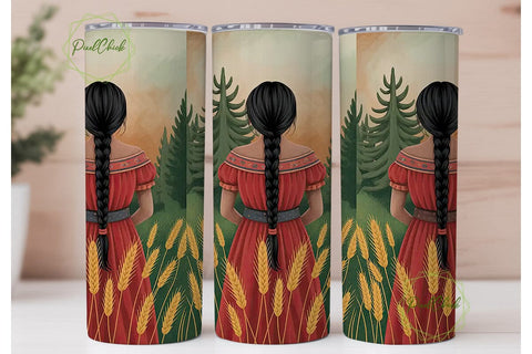 Indigenous Woman Tumbler Wrap Sublimation PixelChick 