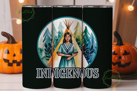 Indigenous Woman Tumbler Wrap Sublimation PixelChick 
