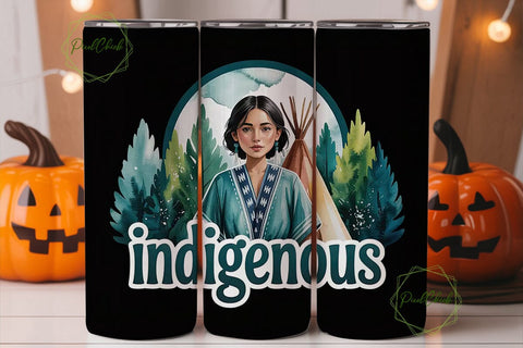 Indigenous Woman Tumbler Wrap Sublimation PixelChick 