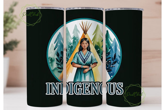 Indigenous Woman Tumbler Wrap Sublimation PixelChick 