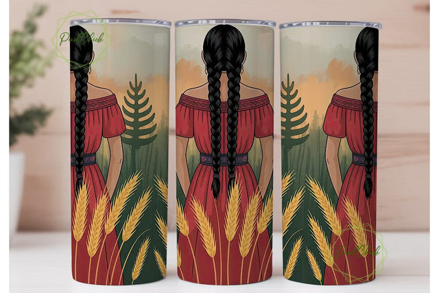 Indigenous Woman Tumbler Wrap Sublimation PixelChick 