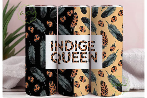 Indigo Queen Leopard 20oz Tumbler Wrap Sublimation PixelChick 