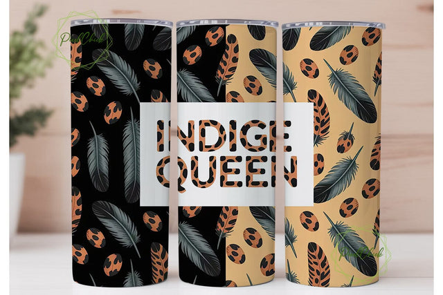 Indigo Queen Leopard 20oz Tumbler Wrap Sublimation PixelChick 