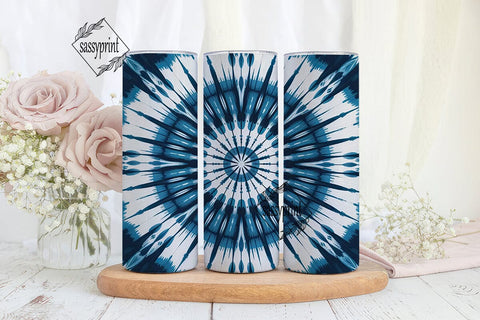 Indigo Tie Dye Mandala 20oz Tumbler Wrap Sublimation sassyprint 