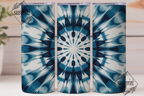 Indigo Tie Dye Mandala 20oz Tumbler Wrap Sublimation sassyprint 