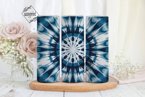 Indigo Tie Dye Mandala 20oz Tumbler Wrap Sublimation sassyprint 