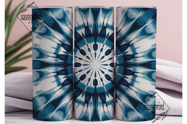 Indigo Tie Dye Mandala 20oz Tumbler Wrap Sublimation sassyprint 