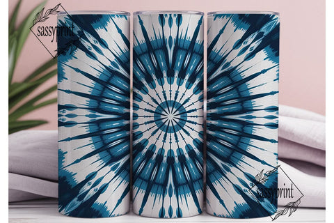Indigo Tie Dye Mandala 20oz Tumbler Wrap Sublimation sassyprint 