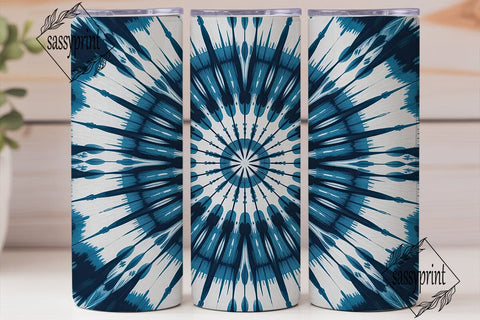 Indigo Tie Dye Mandala 20oz Tumbler Wrap Sublimation sassyprint 