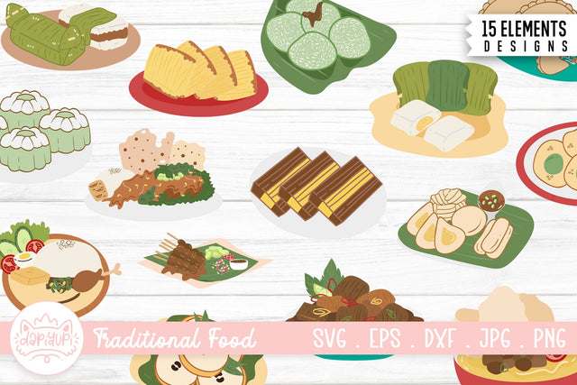 Indonesian Food Illustration Clipart | Traditional Food SVG SVG dapiyupi store 