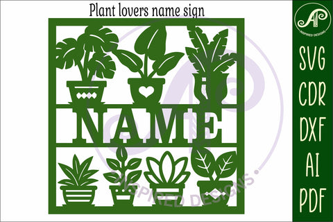 Indoor plant lovers theme named wall sign or card SVG APInspireddesigns 