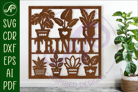 Indoor plant lovers theme named wall sign or card SVG APInspireddesigns 