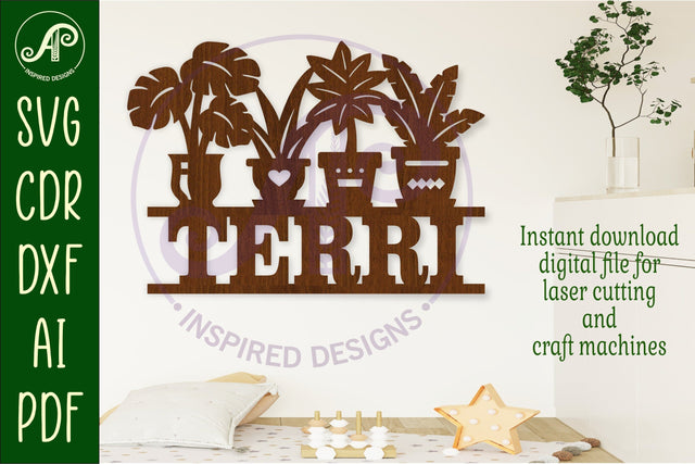 Indoor plants name sign svg laser cut file SVG APInspireddesigns 