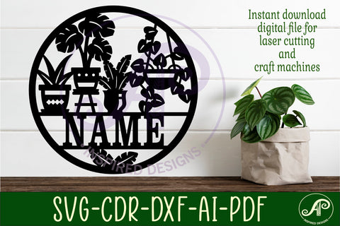 Indoor plants name wall art sign, SVG personalized sign SVG APInspireddesigns 