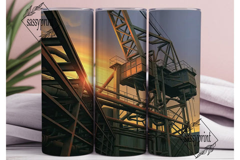Industrial Sunset Scene 20oz Tumbler Sublimation sassyprint 