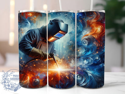 Industrial Welding Flames Tumbler, Welder Art, Industrial Design, Metalwork, Flames and Sparks, Tumbler Wrap, Sublimation Design, 20oz Tumbler, Tradesman Artwork Sublimation ToriDesigns 