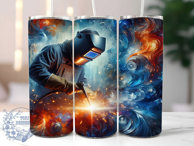 Industrial Welding Flames Tumbler, Welder Art, Industrial Design, Metalwork, Flames and Sparks, Tumbler Wrap, Sublimation Design, 20oz Tumbler, Tradesman Artwork Sublimation ToriDesigns 