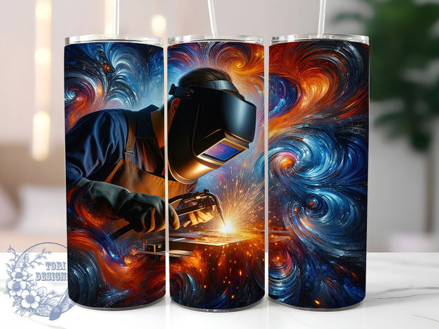 Industrial Welding Flames Tumbler, Welder Art, Industrial Design, Metalwork, Flames and Sparks, Tumbler Wrap, Sublimation Design, 20oz Tumbler, Tradesman Artwork Sublimation ToriDesigns 