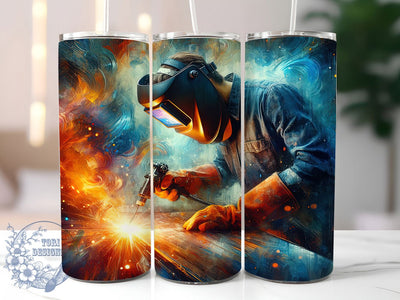 Industrial Welding Flames Tumbler, Welder Art, Industrial Design, Metalwork, Flames and Sparks, Tumbler Wrap, Sublimation Design, 20oz Tumbler, Tradesman Artwork Sublimation ToriDesigns 