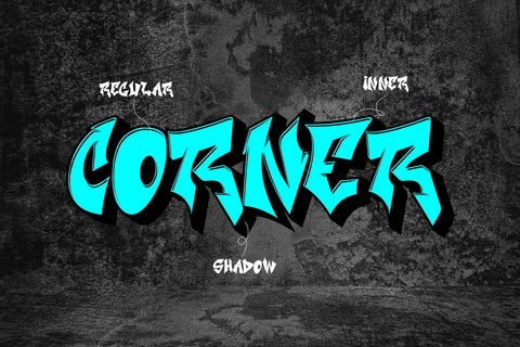 Inferno Corner - 3d Sharp Layered Graffiti Font Font Mozzatype 