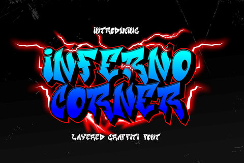 Inferno Corner - 3d Sharp Layered Graffiti Font Font Mozzatype 