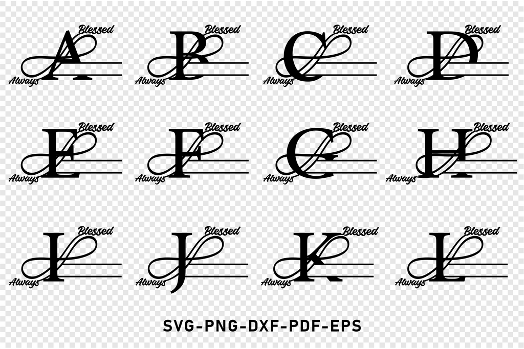 Infinity Monogram Split Alphabet Letters SVG Cut Files, Split Font SVG ...