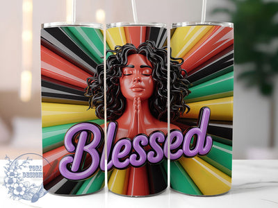 Inflated Blessed Empowerment Tumbler, Bubble Wrap Design Cup, Black Women Empowerment Wrap, 20oz Sublimation Tumbler, Afrocentric Blessed Cup, Inspirational Woman Wrap, Blessed Quote Tumbler Sublimation ToriDesigns 