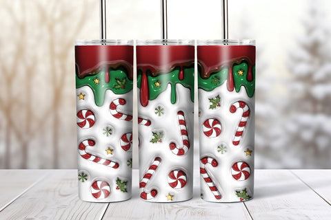 Inflated Candy Cane Tumbler Wrap | Christmas Sublimation PNG Sublimation B Renee Design 