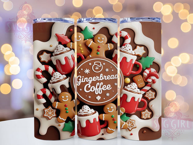 Inflated Gingerbread Coffee Christmas Tumbler, Inflated Holiday Sublimation Design, Festive Cup Art, 20oz Xmas Tumbler, Whimsical Gingerbread Mug, Stylish Christmas Cup, Cozy Holiday Wrap Sublimation SvggirlplusArt 