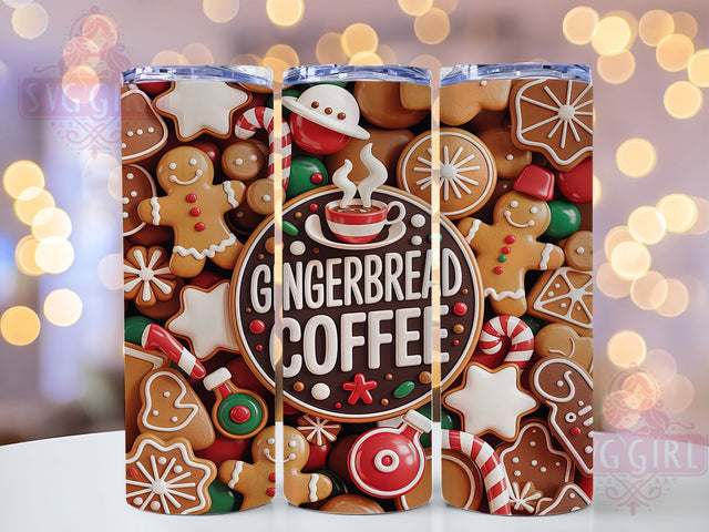 Inflated Gingerbread Coffee Tumbler, Inflated Christmas Wrap, Holiday Sublimation Design, Festive Coffee Cup, 20Oz Skinny Tumbler Wrap, Cute Gingerbread Mug, Christmas Dessert Design Sublimation SvggirlplusArt 