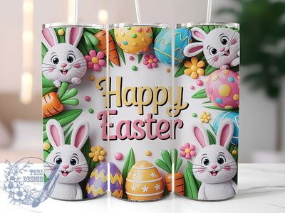 Inflated Happy Easter Bunny Tumbler, Happy Easter Tumbler, Cute Bunny Wrap, Festive Bunny Wrap, Playful Bunny Wrap, Sublimation Design, Trendy Gift Idea Sublimation ToriDesigns 