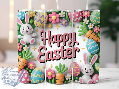 Inflated Happy Easter Bunny Tumbler, Happy Easter Tumbler, Cute Bunny Wrap, Festive Bunny Wrap, Playful Bunny Wrap, Sublimation Design, Trendy Gift Idea Sublimation ToriDesigns 
