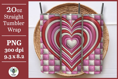 Inflated Heart Tumbler Wrap | Valentine's Day Sublimation Sublimation B Renee Design 