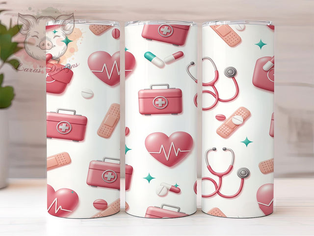 Inflated Nurse 3D Medical Tumbler Wrap, 3D Sublimation Design, Inflated Nurse Design, 20oz Tumbler PNG, Medical Tumbler Wrap, Cute Nurse Gift, Nursing Sublimation Sublimation Lara' s Designs 