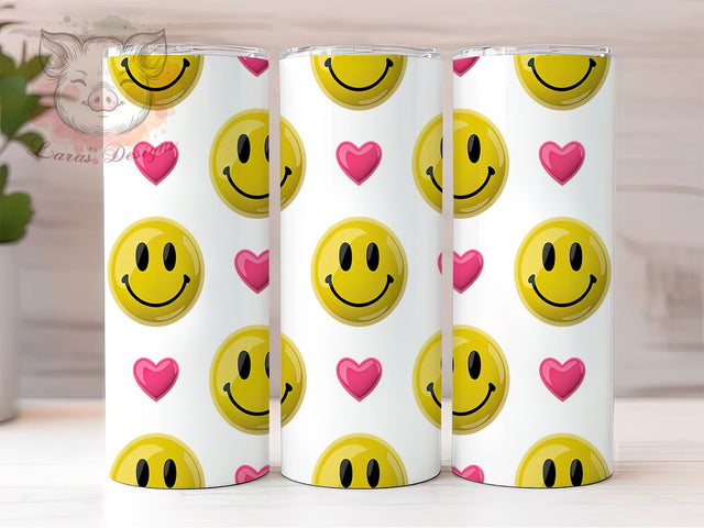 Inflated Smiley 3D Fun Tumbler Wrap, Happy Face PNG, Inflated Tumbler Design, 3D Tumbler Wrap, 20oz Sublimation PNG, Cute Smiley Cup, Fun Tumbler Design Sublimation Lara' s Designs 