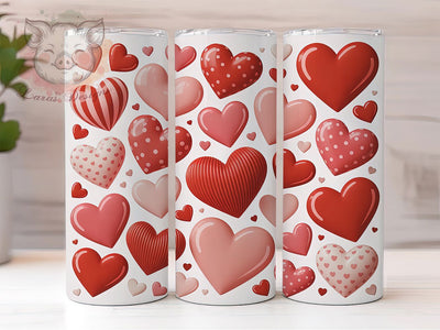 Inflated Valentine Hearts Tumbler, Love Day Wrap, Romantic Heart Cup, 20oz Sublimation Wrap, Stylish Valentine Design Tumbler, Artistic Inflated Hearts Cup, Whimsical Love Theme Wrap Sublimation Lara' s Designs 