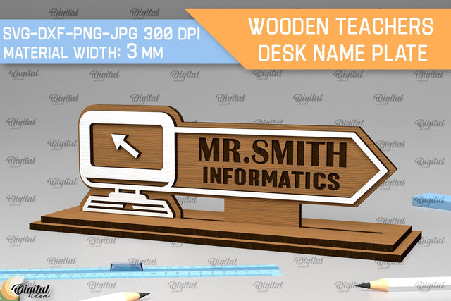 Informatics Teacher Desk Name Plate Laser Cut. Desk Sign SVG SVG Evgenyia Guschina 