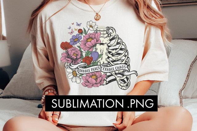 Inhale Peace Exhale Chaos Halloween Motivational Sublimation Sublimation Freeling Design House 