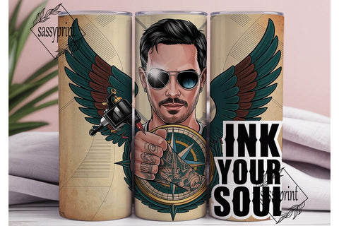 Ink Your Soul Tattoo Man 20oz Tumbler Sublimation sassyprint 
