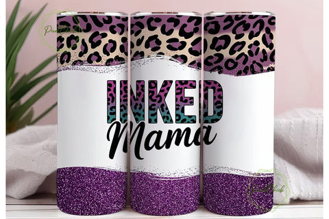 Inked Mama Glitter Leopard Print Tumbler Sublimation PixelChick 
