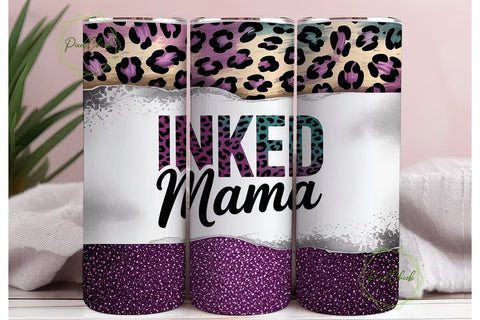 Inked Mama Glitter Leopard Print Tumbler Sublimation PixelChick 