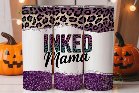 Inked Mama Glitter Leopard Print Tumbler Sublimation PixelChick 