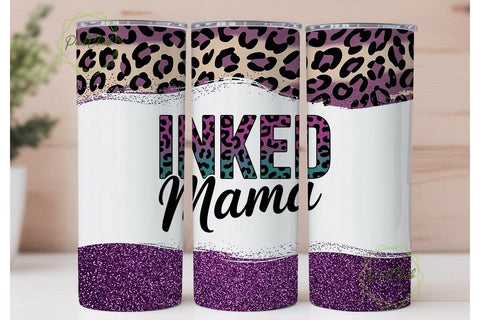 Inked Mama Glitter Leopard Print Tumbler Sublimation PixelChick 