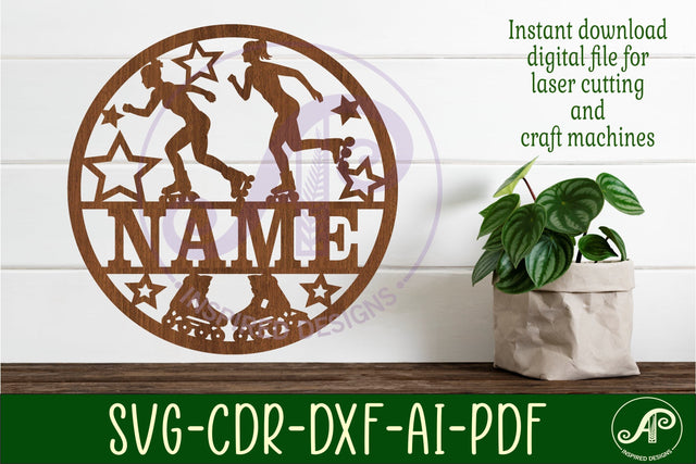 Inline skater female name sign, SVG, sports themed wall art SVG APInspireddesigns 