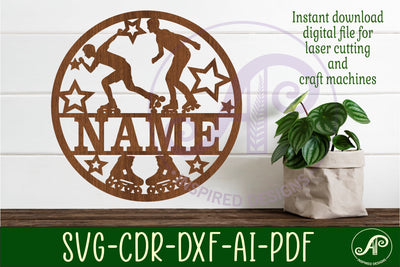 Inline skater male name sign, SVG, sports themed wall art SVG APInspireddesigns 