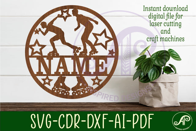 Inline skater male name sign, SVG, sports themed wall art SVG APInspireddesigns 