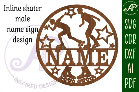Inline skater male name sign, SVG, sports themed wall art SVG APInspireddesigns 