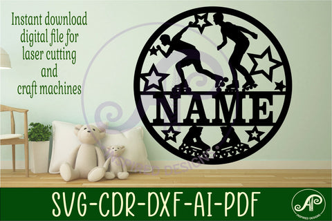 Inline skater male name sign, SVG, sports themed wall art SVG APInspireddesigns 